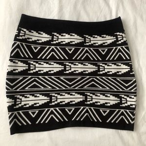Black & white Aztec mini skirt